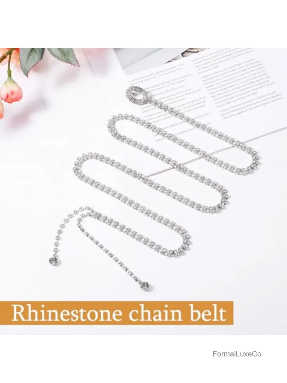 Rhinestone Chain Belt - Fashion Glitter Belt - Large Size Wedding Party